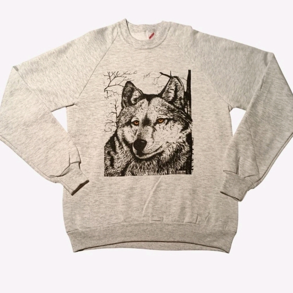Vintage 80s Gold Rush Wolf Crewneck Sweatshirt